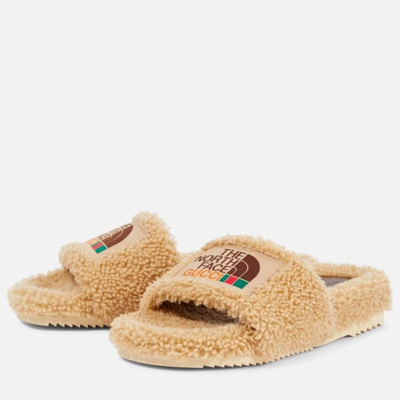 Gucci & North Face Shearling Slide Sandals - Picture 1 of 4